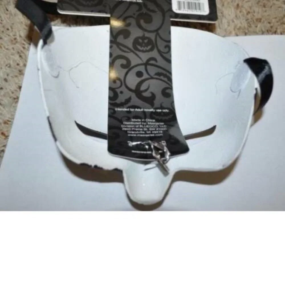 Masquerade Mask Halloween Mardi Gras White & Gold Half Cat Eye Ceramic